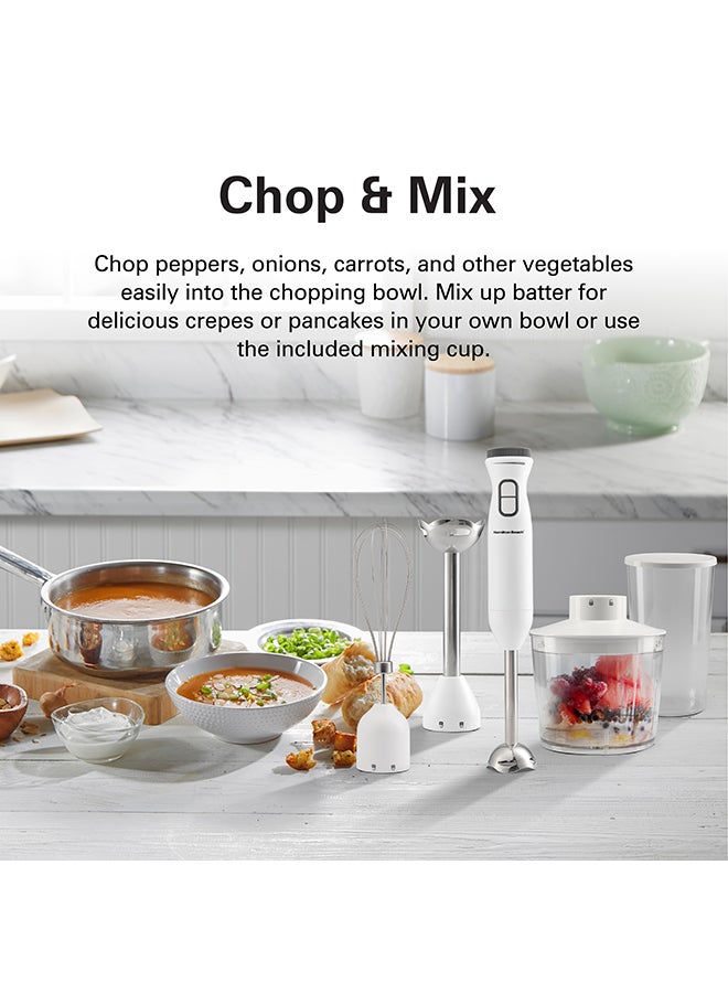 Hamilton Beach - Turbo Boost Hand Blender With Chopper And Whisker/ Beaker HB6040-ME White - Image 1