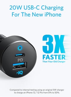 Anker Daul Port Type-C Car Charger 35W With 15W PowerIQ 2.0 Black  - Image 3