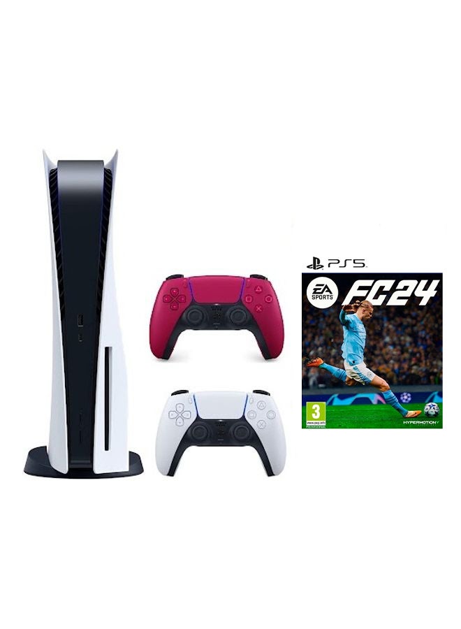 سوني وحدة تحكم بلاي ستيشن 5 مع وحدة تحكم حمراء إضافية وFC 24 - Image 1