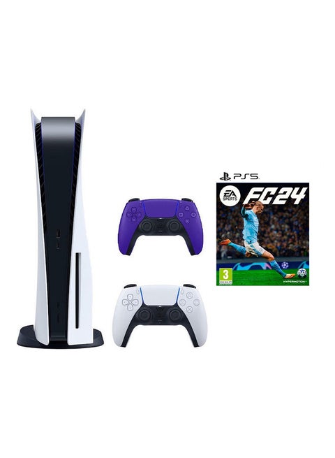 PlayStation 5 Disc Console With Extra Purple Controller and FC 24