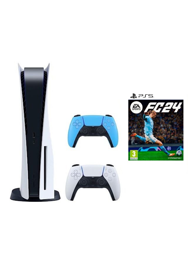 Sony - PlayStation 5 Disc Console With Extra Blue Controller And FC 24 - Image 1