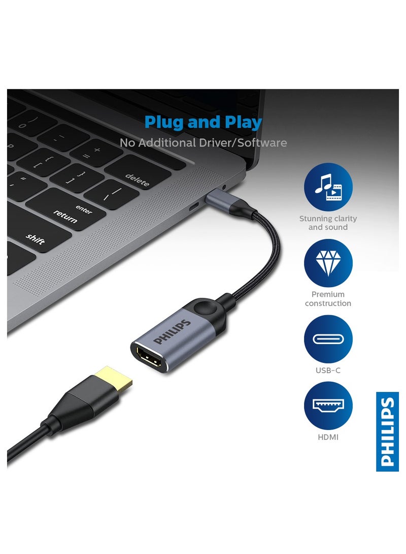 Philips Type C Male To HDMI Female Adapter Cable Supports 4K 30Hz HDMI 2.0 Converter For iPad, Mac, Macbook Pro, Samsung, Surface, Dell XPS, More Black  - Image 4