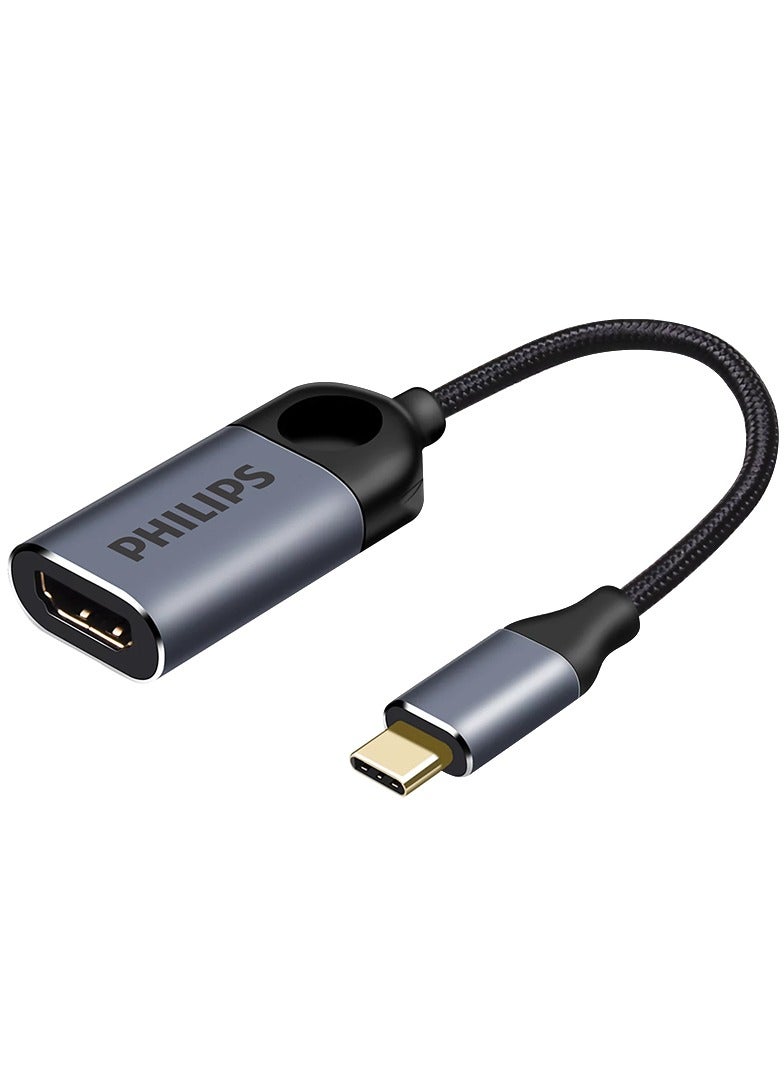 Philips Type C Male To HDMI Female Adapter Cable Supports 4K 30Hz HDMI 2.0 Converter For iPad, Mac, Macbook Pro, Samsung, Surface, Dell XPS, More Black  - Image 1