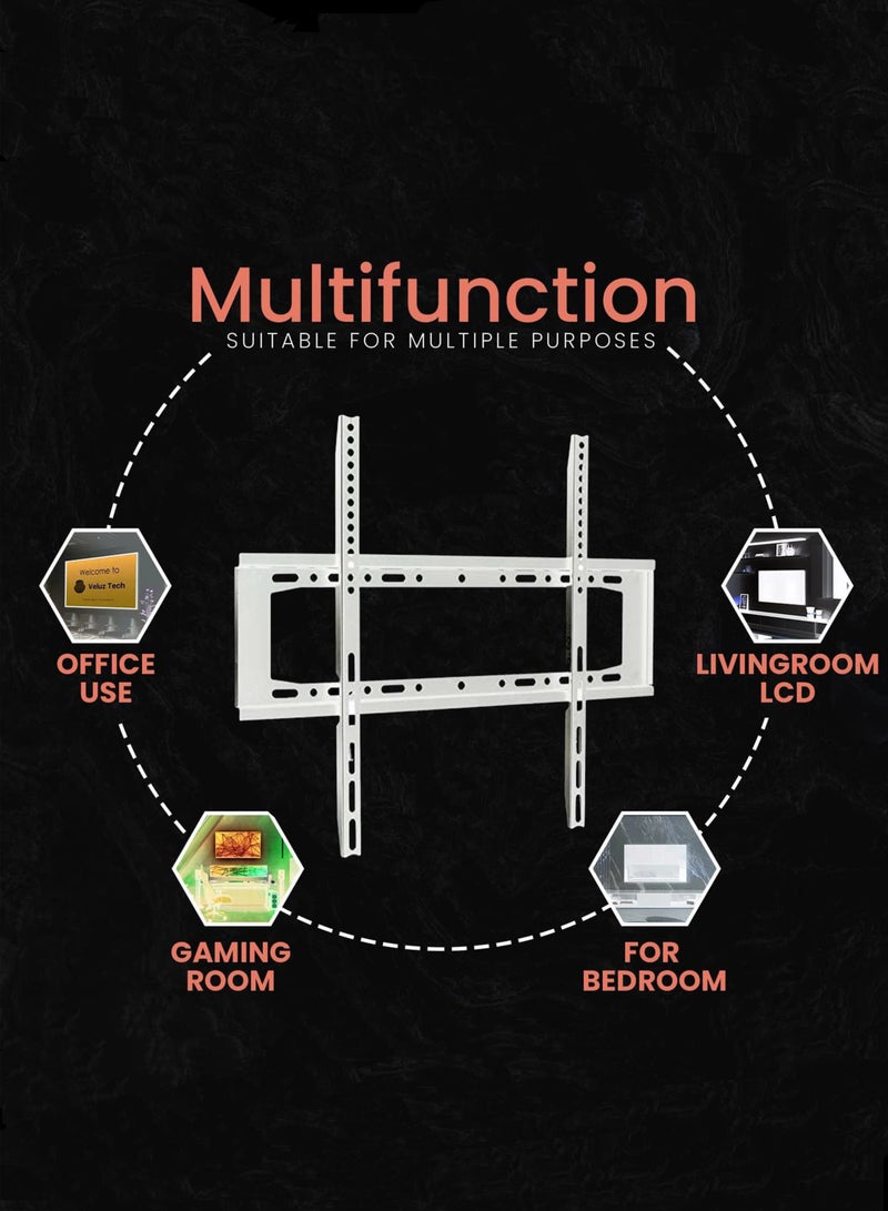توشيونيكس TV Wall Mount 63 Inches Ultra Strong Fixed Bracket For Flat Curved Screen LED LCD OLED Plasma High-Quality Material Wide Compatibility Space Saver Strong Grip Black - Image 4