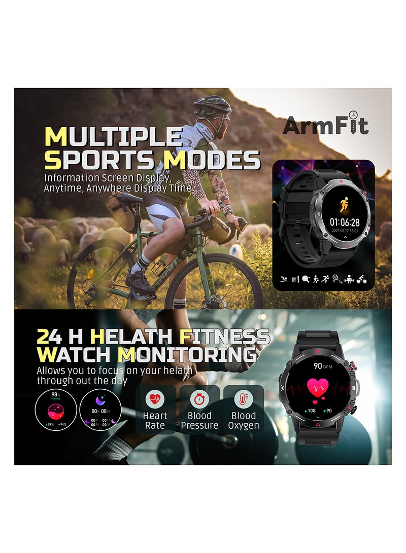 ArmFit Hulk Smartwatch For Men, AMOLED Always On Display Bluetooth Calling Waterproof Fitness Watches Compatible With Android iOS Black - Image 5