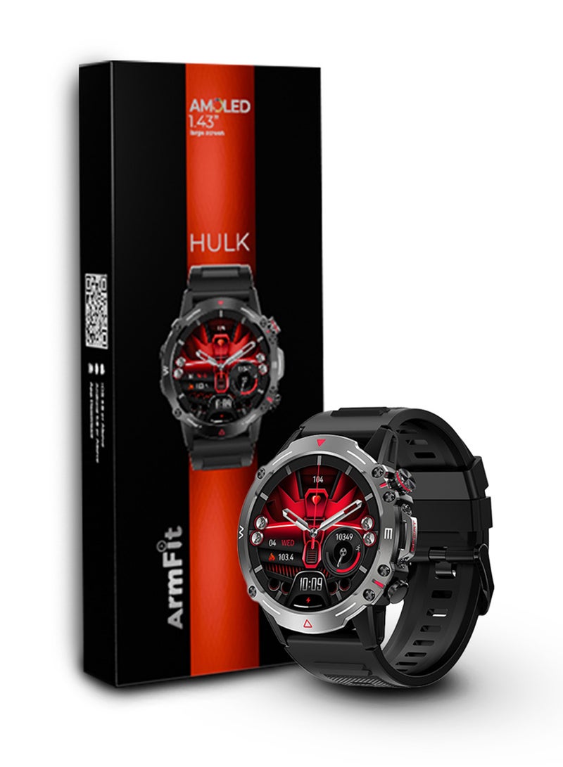 ArmFit Hulk Smartwatch For Men, AMOLED Always On Display Bluetooth Calling Waterproof Fitness Watches Compatible With Android iOS Black - Image 3