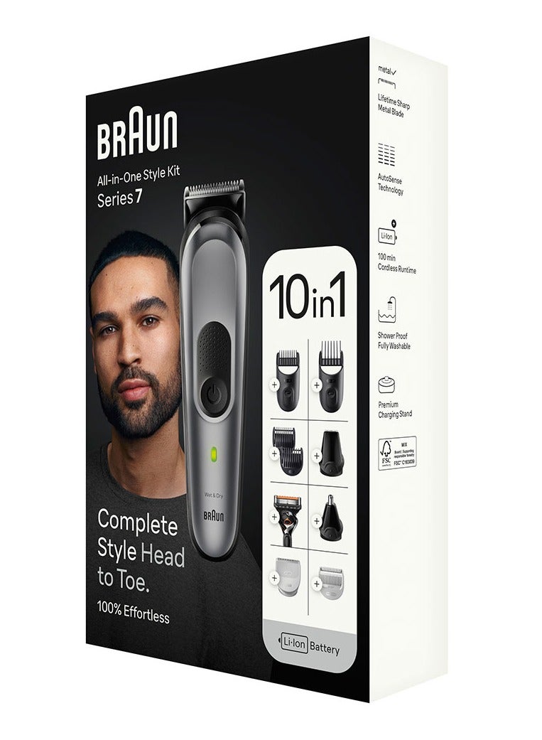 BRAUN - 10 In 1 Grooming Kit With AutoSense Technology, ProBlade And Organizer Case - MGK 7420 Grey - Image 1
