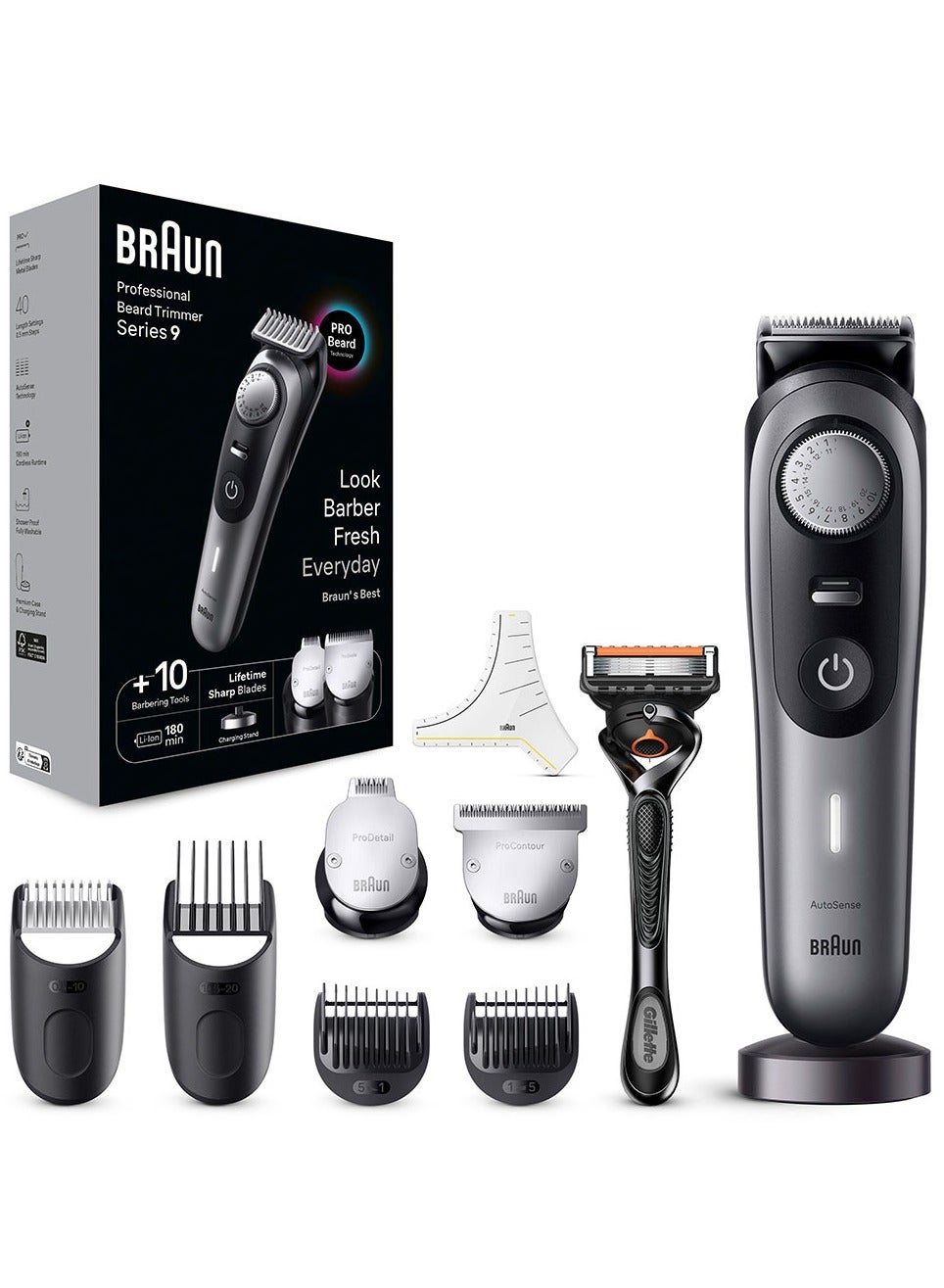 BRAUN Pro Beard Trimmer 9 With ProBlade, AutoSense Technology And 100% WaterProof - BT 9420 