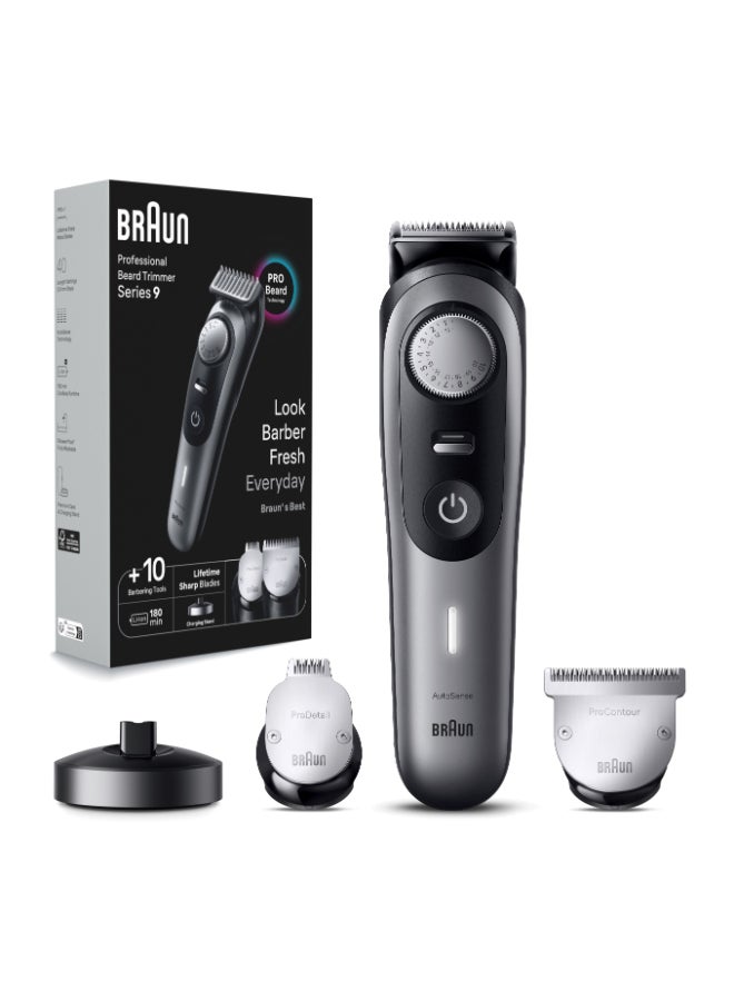 BRAUN Beard Trimmer Series 9 9420, Trimmer For Men With Barber Tools And 180-Min Runtime 