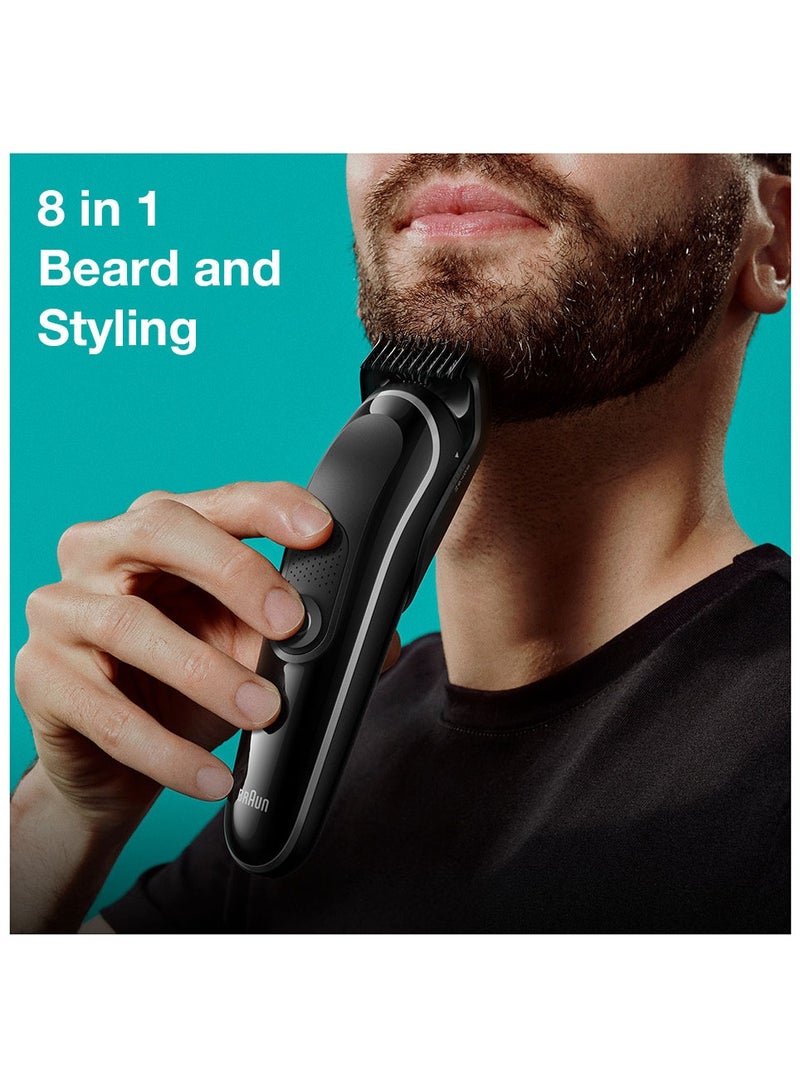 BRAUN - 8 In 1 Style Kit With 3 Ultra-Sharp Metal Blades, Ni-MH Battery, Wet And Dry - MGK 3440 Black - Image 1