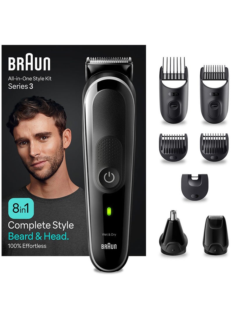 BRAUN - 8 In 1 Style Kit With 3 Ultra-Sharp Metal Blades, Ni-MH Battery, Wet And Dry - MGK 3440 Black - Image 1