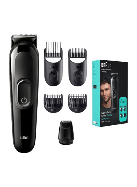 6-In-1 All-In-One Style Kit Series 3 3410, Kit For Beard, Hair And More Black