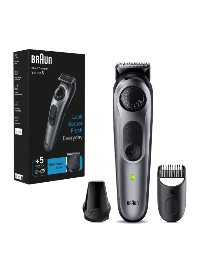 BRAUN - Beard Trimmer Series 5 5440, Trimmer For Men With Styling Tools And 100-Min Runtime Grey - Image 1