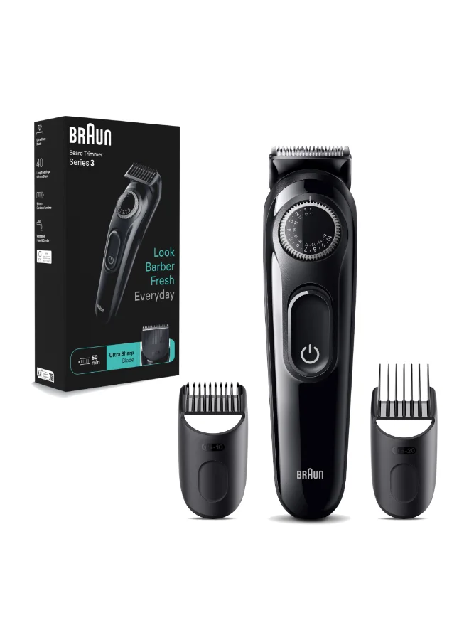 BRAUN Beard Trimmer Series 3 3410, Trimmer For Men With Styling Tools And 50-Min Runtime