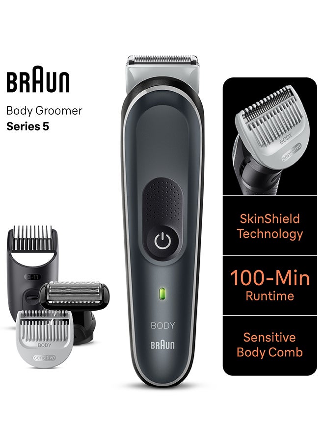 BRAUN Body Groomer Series 5 5360, Body Groomer For Men, Gentle Full-Body Manscaping Grey - Image 4