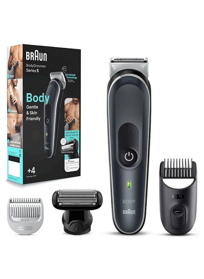 BRAUN Body Groomer Series 5 5360, Body Groomer For Men, Gentle Full-Body Manscaping Grey - Image 2