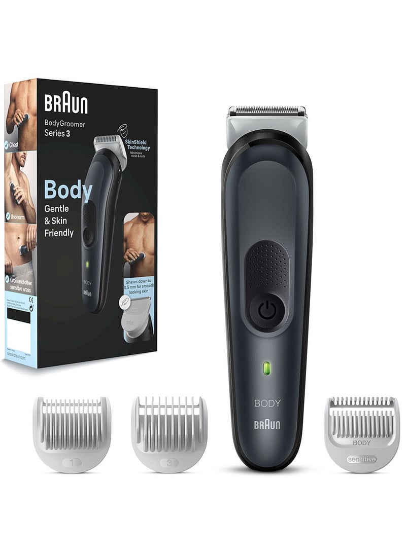 BRAUN Body Groomer 3 Full Body With SkinShield Technology And Sensitive Comb - BG 3340 Grey - Image 1