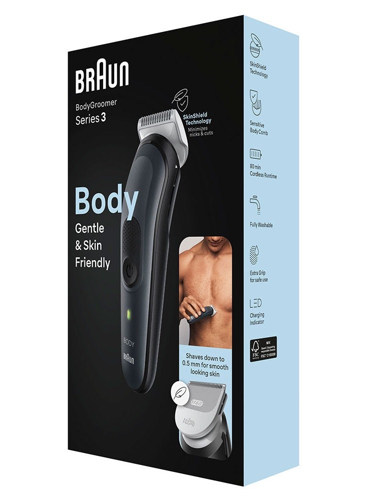BRAUN Body Groomer 3 Full Body With SkinShield Technology And Sensitive Comb - BG 3340 Grey - Image 2
