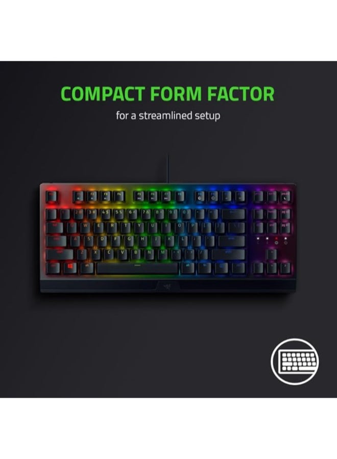 RAZER BlackWidow V3 Tenkeyless Gaming Keyboard: Yellow Mechanical Switch, Linear & Silent, Chroma RGB, Razer Snap Tap, 1000Hz Ultrapolling, US Layout - Black - Image 3