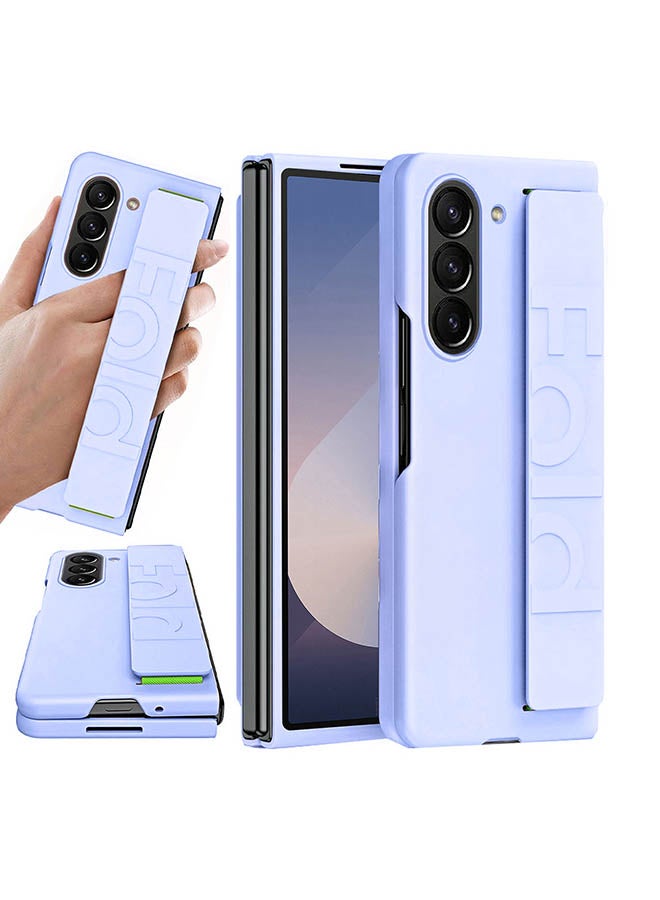 MARGOUN Samsung Galaxy Z Fold 5 Case Hard Silicone Cover With Strap Hold Anti Drop Purple - Image 1