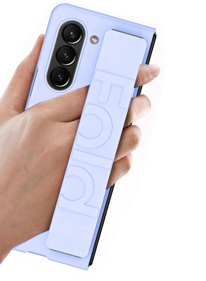 MARGOUN Samsung Galaxy Z Fold 5 Case Hard Silicone Cover With Strap Hold Anti Drop Purple - Image 3