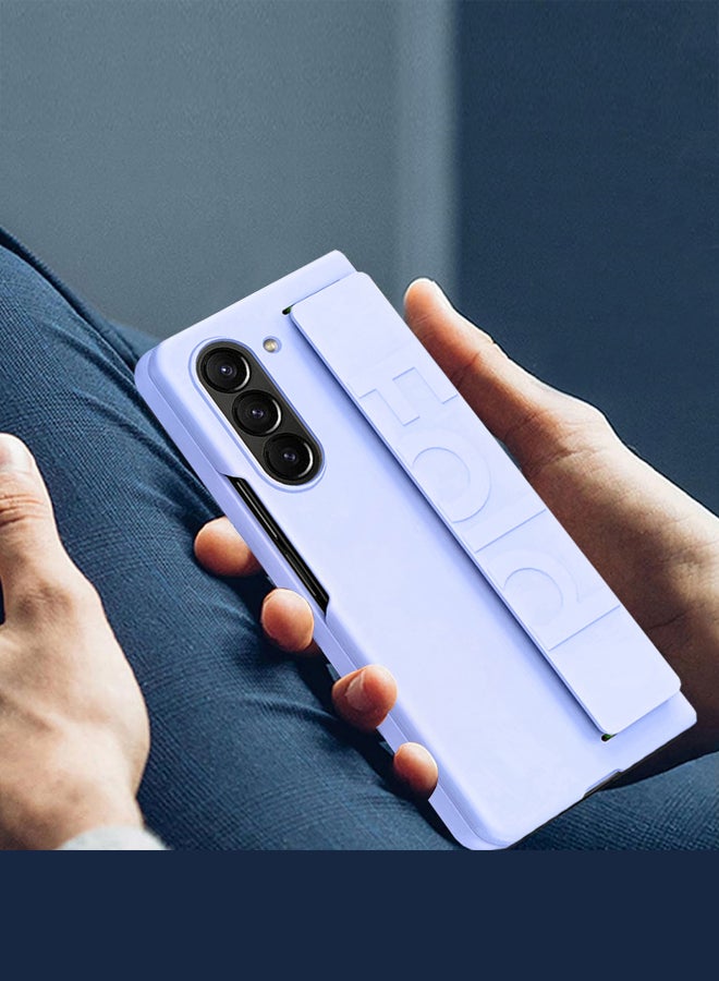 MARGOUN Samsung Galaxy Z Fold 5 Case Hard Silicone Cover With Strap Hold Anti Drop Purple - Image 2