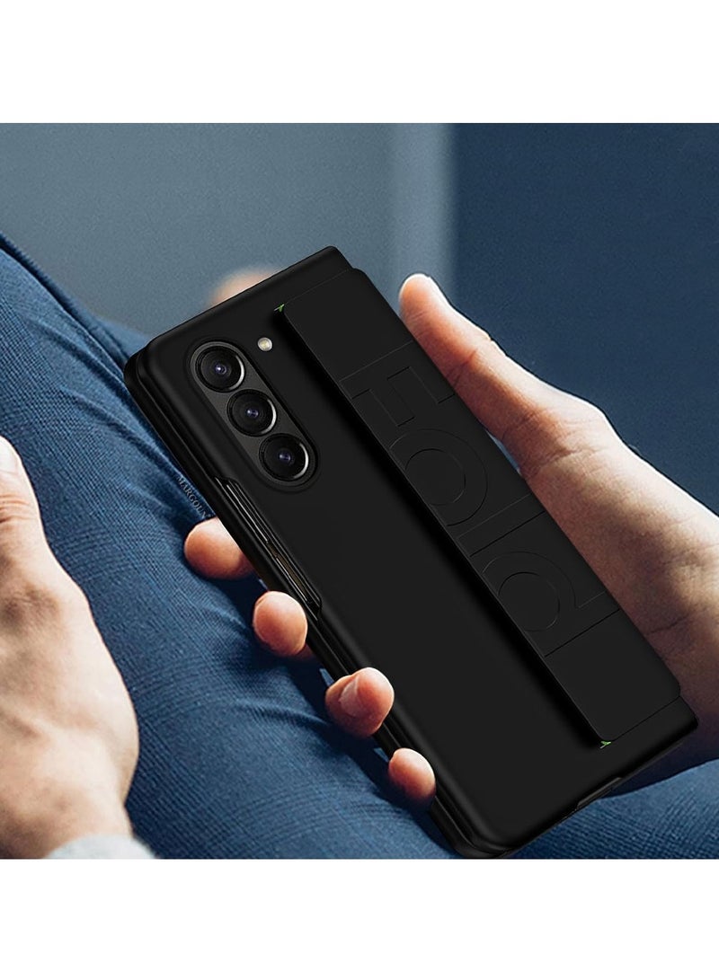 MARGOUN Samsung Galaxy Z Fold 5 Case Hard Silicone Cover With Strap Hold Anti Drop Black - Image 3