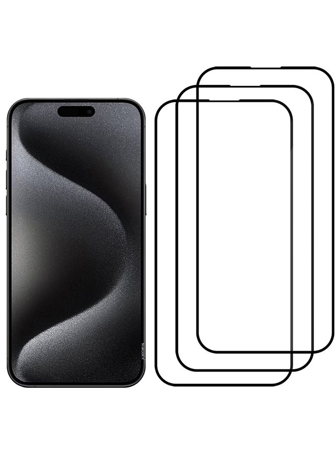مارجون 3 Pack For iPhone 15 Pro Screen Protector Scratch And Shatter Resistant Anti Bubble HD Glass Clear - Image 2
