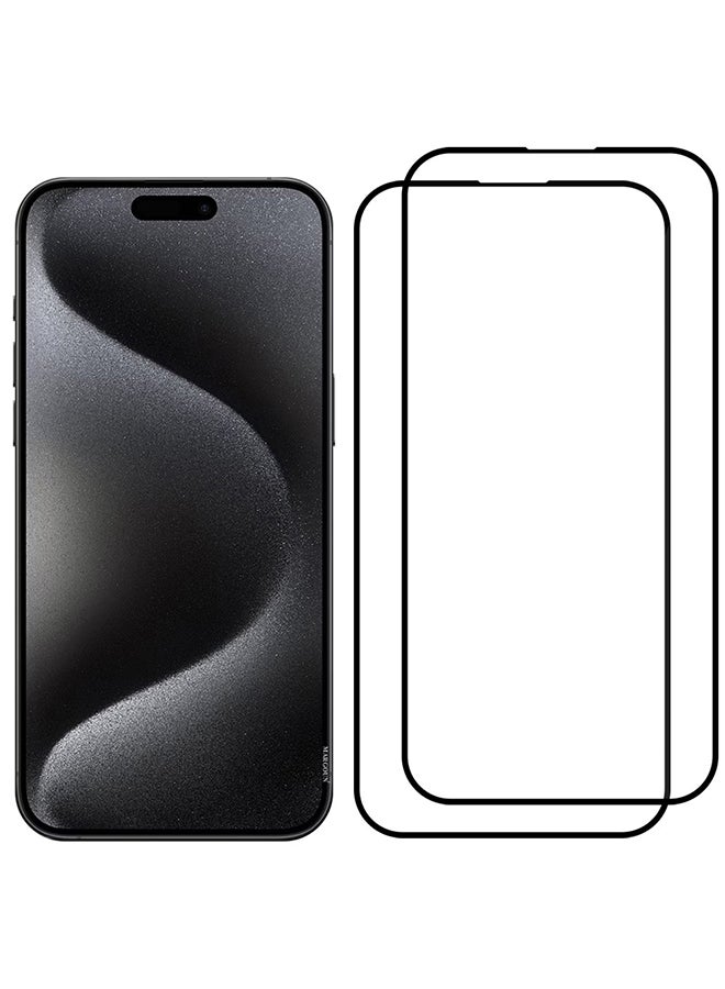 MARGOUN 2 Pack For iPhone 15 Pro Screen Protector Scratch And Shatter Resistant Anti Bubble HD Glass Clear  - Image 2