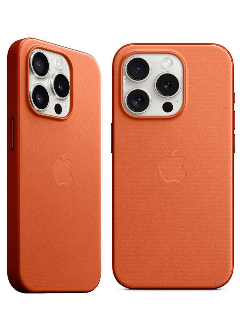 MARGOUN iPhone 15 Pro Max Fine Woven Case With MagSafe Durable And Heavy Protection Orange - Image 2