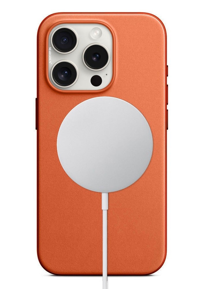 MARGOUN iPhone 15 Pro Max Fine Woven Case With MagSafe Durable And Heavy Protection Orange - Image 3