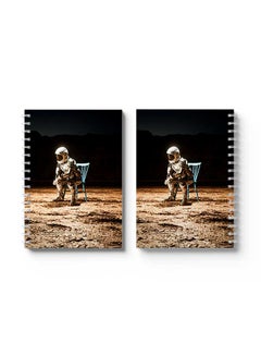 LOWHA Spiral Notebook Sitting Astronaut Cover Black/Brown/Blue  - Image 3
