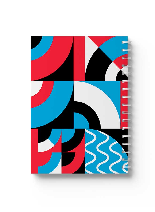 LOWHA Spiral Notebook Graphic Geometric Circles Nb Red/Blue/Black/White - Image 1