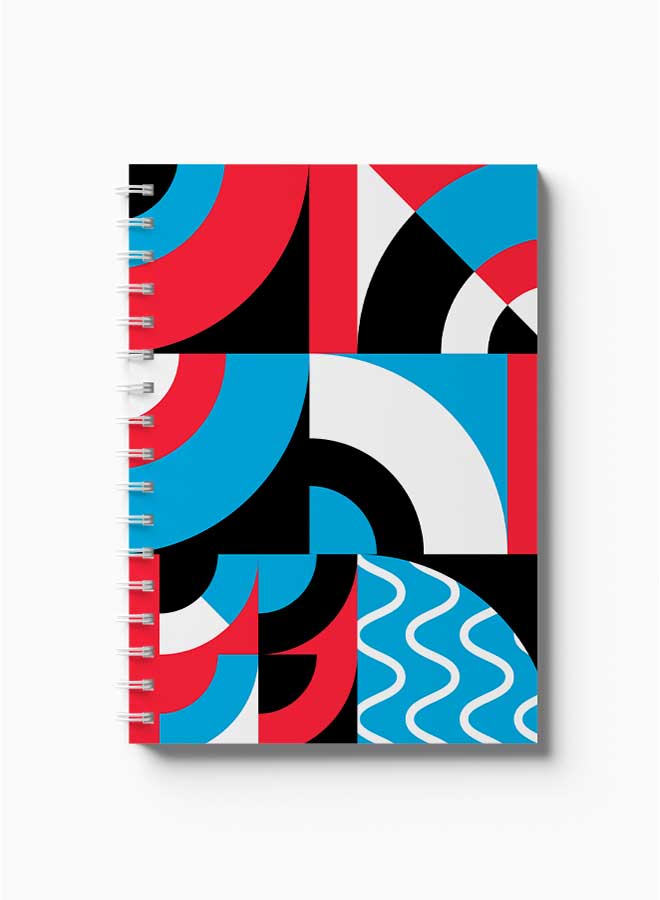LOWHA Spiral Notebook Graphic Geometric Circles Nb Red/Blue/Black/White - Image 2