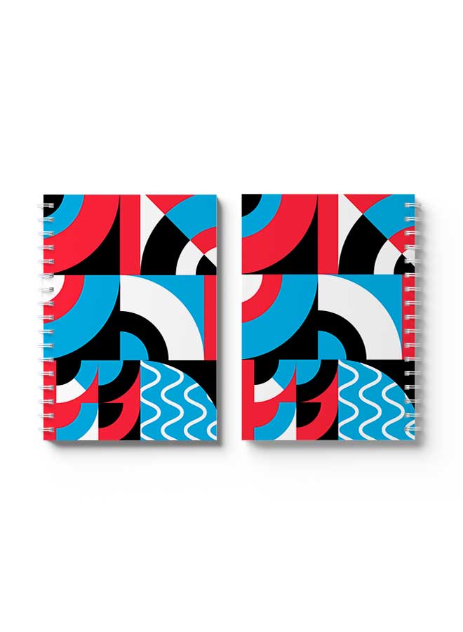 LOWHA Spiral Notebook Graphic Geometric Circles Nb Red/Blue/Black/White - Image 3