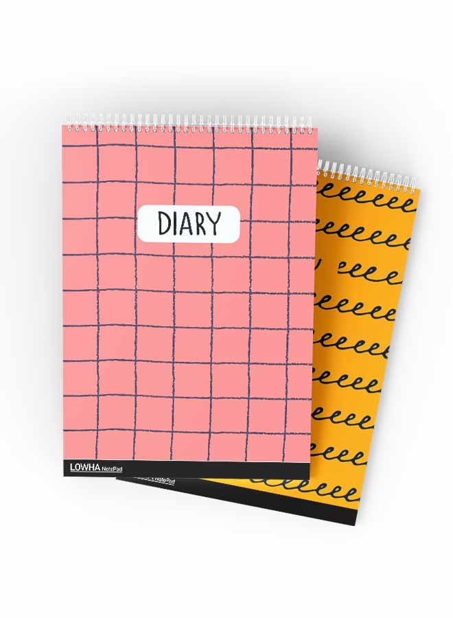 LOWHA Set Of 2 Spiral Notepads Pink/Yellow/Black - Image 1
