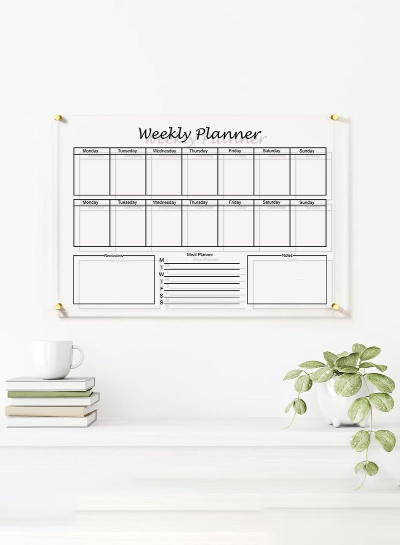 لوحة تقويم حائط قابلة للمسح من الأكريليك مع قلم تحديد وممحاة متعدد الألوان - Image 1