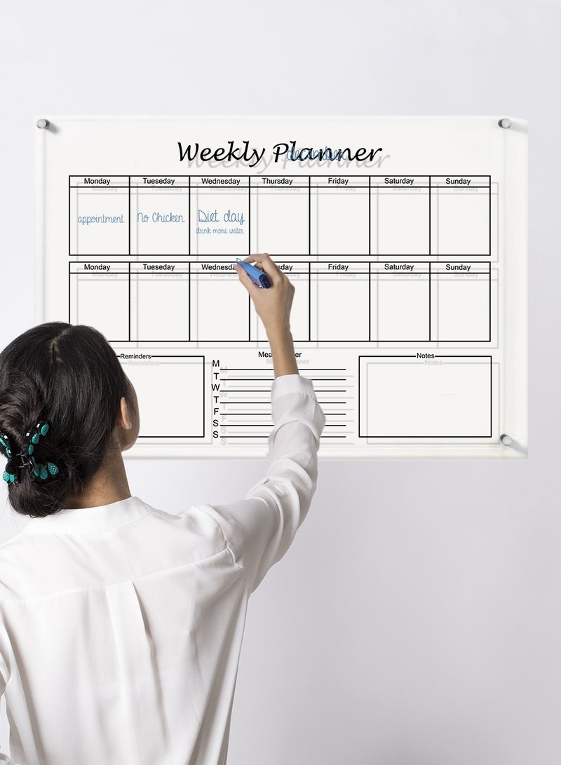 لوحة تقويم حائط قابلة للمسح من الأكريليك مع قلم تحديد وممحاة متعدد الألوان - Image 4