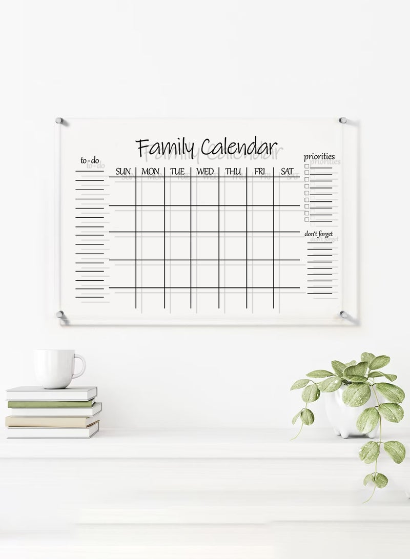 لوحة تقويم حائط قابلة للمسح من الأكريليك مع قلم تحديد وممحاة متعدد الألوان - Image 1