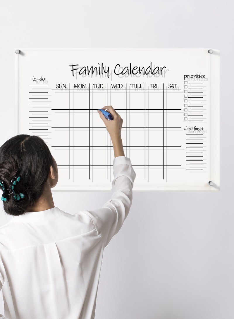 لوحة تقويم حائط قابلة للمسح من الأكريليك مع قلم تحديد وممحاة متعدد الألوان - Image 3