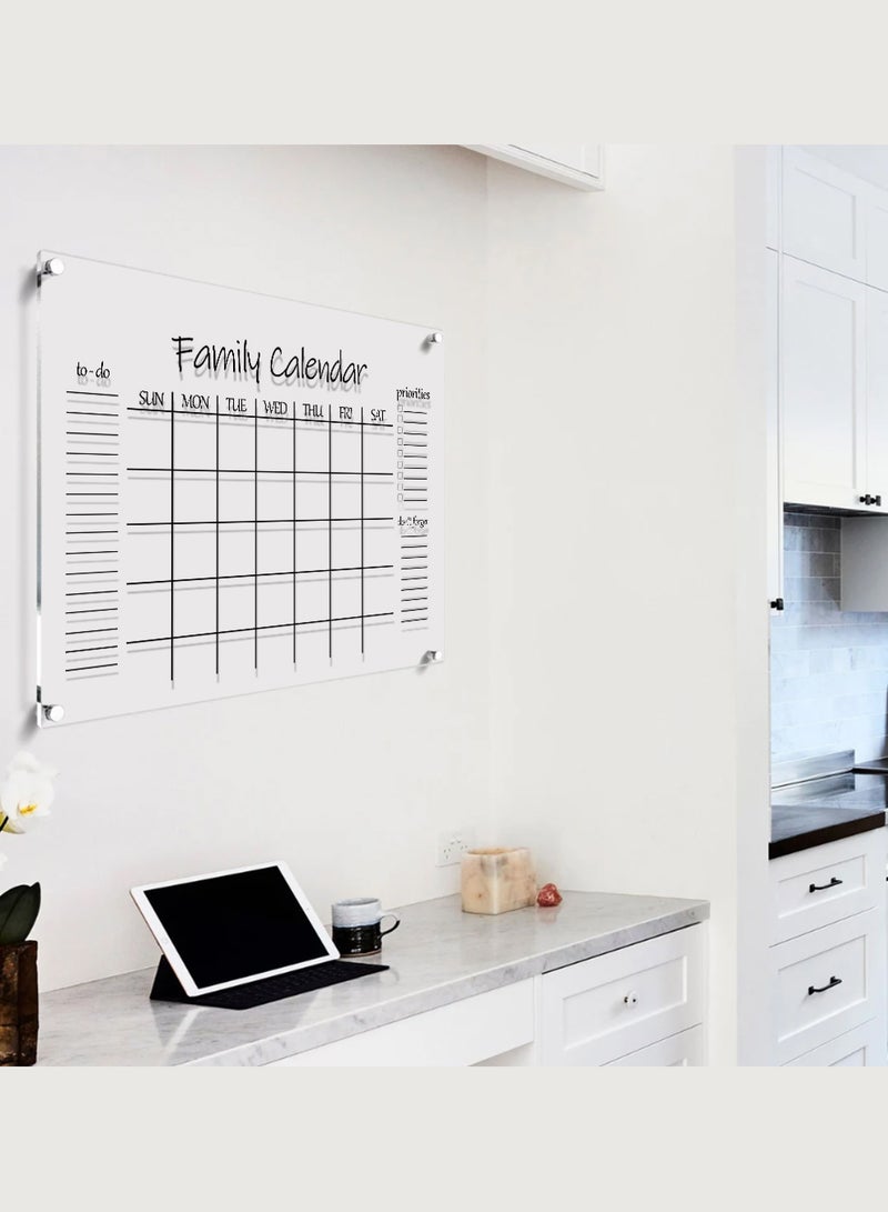 لوحة تقويم حائط قابلة للمسح من الأكريليك مع قلم تحديد وممحاة متعدد الألوان - Image 4