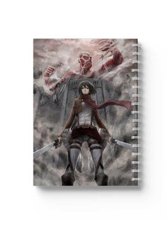 LOWHA Spiral Notebook Attack On Titan Mikasa Grey/Brown/Red  - Image 1