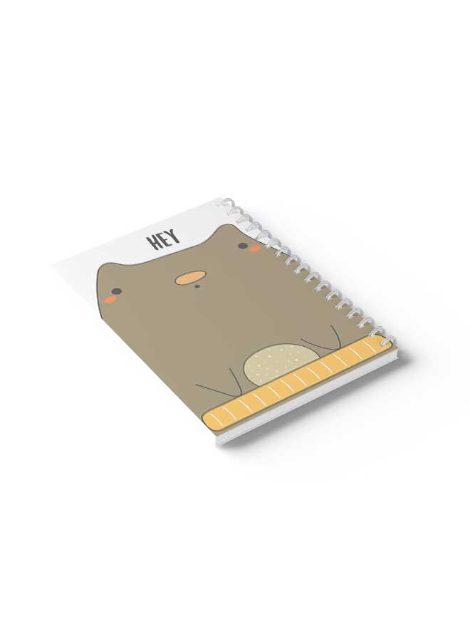 LOWHA Spiral Notebook Hey With Animal Drawing Brown/Yellow/Black/White  - Image 4