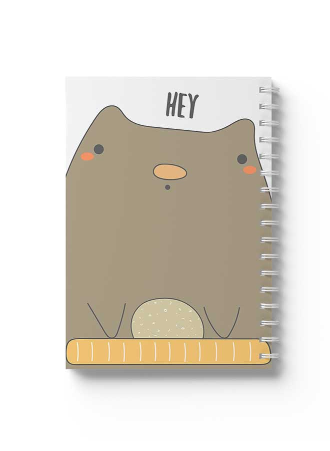 LOWHA Spiral Notebook Hey With Animal Drawing Brown/Yellow/Black/White  - Image 1