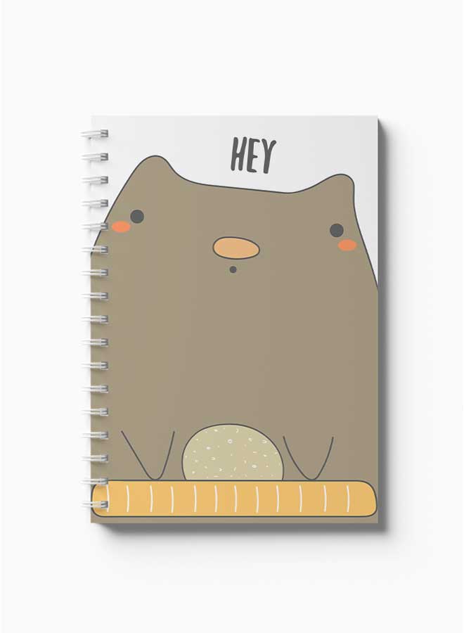 LOWHA Spiral Notebook Hey With Animal Drawing Brown/Yellow/Black/White  - Image 2