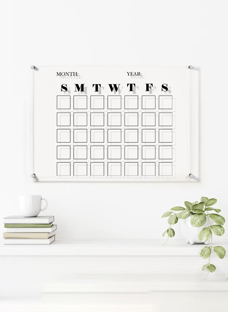 لوحة تقويم حائط قابلة للمسح من الأكريليك مع قلم تحديد وممحاة متعدد الألوان - Image 1