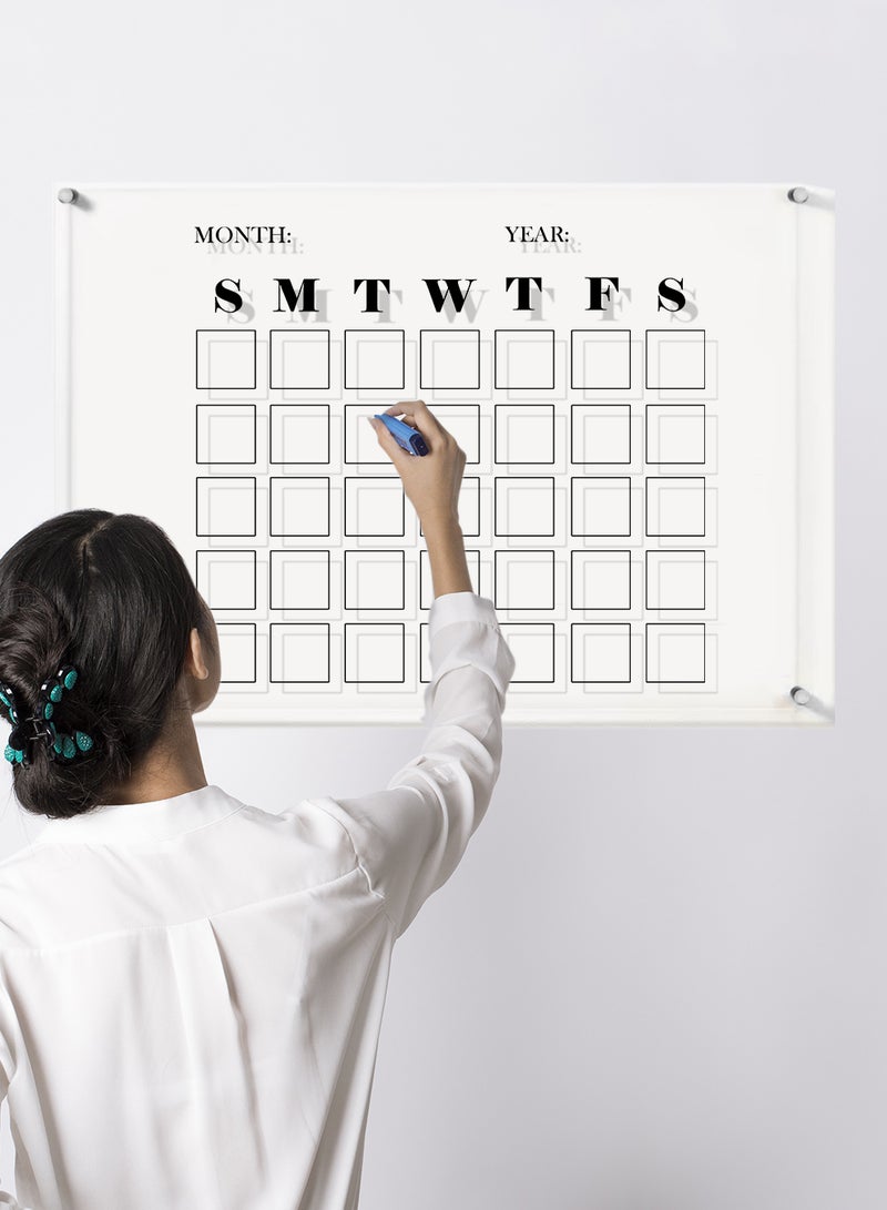 لوحة تقويم حائط قابلة للمسح من الأكريليك مع قلم تحديد وممحاة متعدد الألوان - Image 3