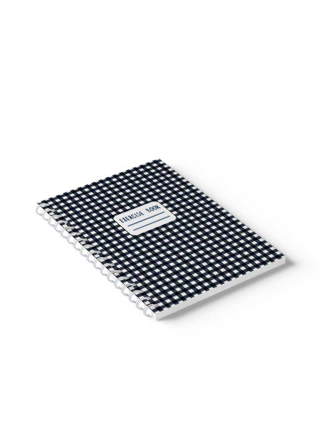 LOWHA - Spiral Notebook Gingham Checks Pattern White/Black - Image 1