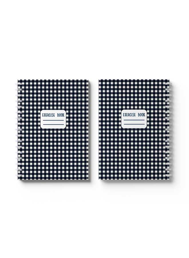 LOWHA - Spiral Notebook Gingham Checks Pattern White/Black - Image 1