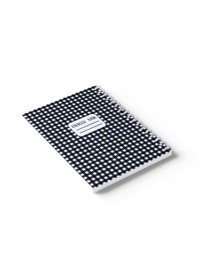 LOWHA - Spiral Notebook Gingham Checks Pattern White/Black - Image 1
